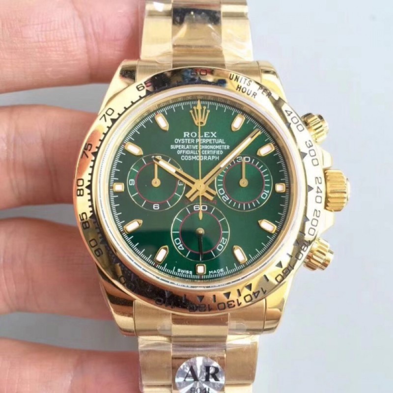 Replica Rolex Daytona Cosmograph 116508 AR Stainless Steel 904L With 18K Yellow Gold Wrapped Green Dial Swiss 4130 Run 6@SEC