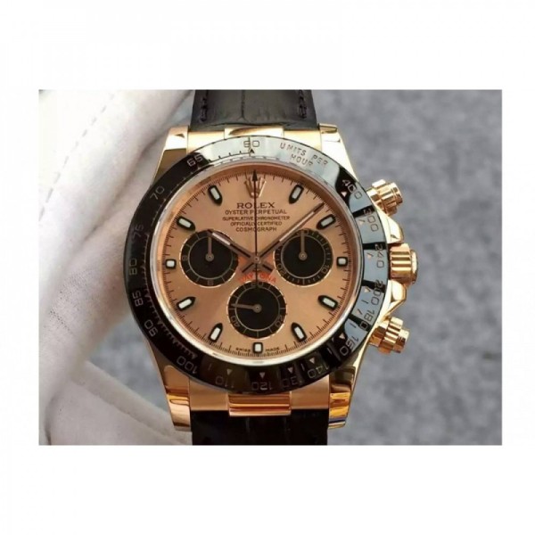 Replica Rolex Daytona Cosmograph 116515 JH Rose Gold Gold & Black Dial Swiss 4130 Run 6@SEC