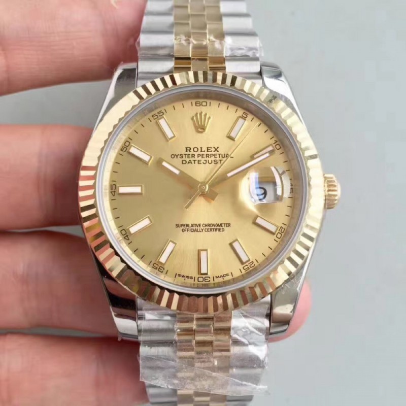 Replica Rolex Datejust II 116333 41MM EW Stainless Steel & Yellow Gold Champagne Dial Swiss 3136