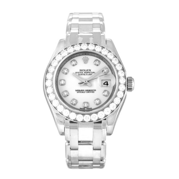 AAA White Diamond Dial Replica Rolex Pearlmaster 80299-29 MM