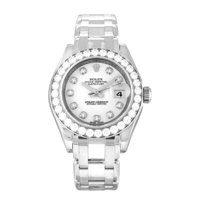 AAA White Diamond Dial Replica Rolex Pearlmaster 80299-29 MM