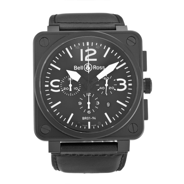 AAA Black Quarter Arabic Dial Bell and Ross Replica BR01-94 Chronograph Carbon-46 MM