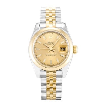 AAA Champagne Baton Dial Replica Rolex Datejust Lady 179163-26 MM