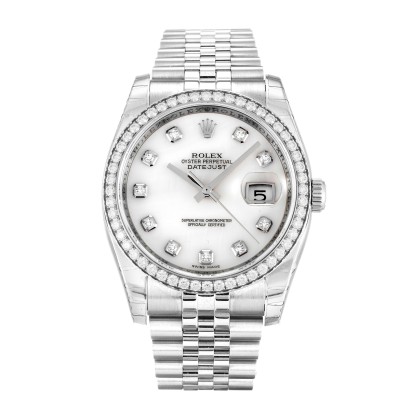 AAA Mother of Pearl - White Diamond Dial Replica Rolex Datejust 116244-36 MM