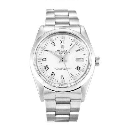 AAA White Roman Numeral Dial Replica Rolex Oyster Perpetual Date 15000-34 MM