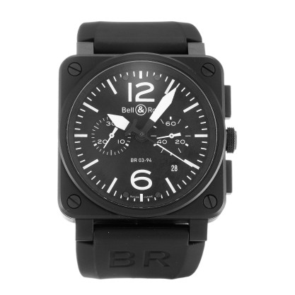 AAA Black Baton Dial Bell and Ross Replica BR03-94 Chronograph Carbon-42 MM