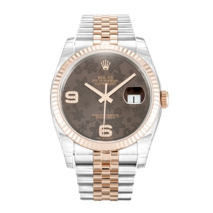 AAA Chocolate Floral Diamond Dial Replica Rolex Datejust 116231-36 MM