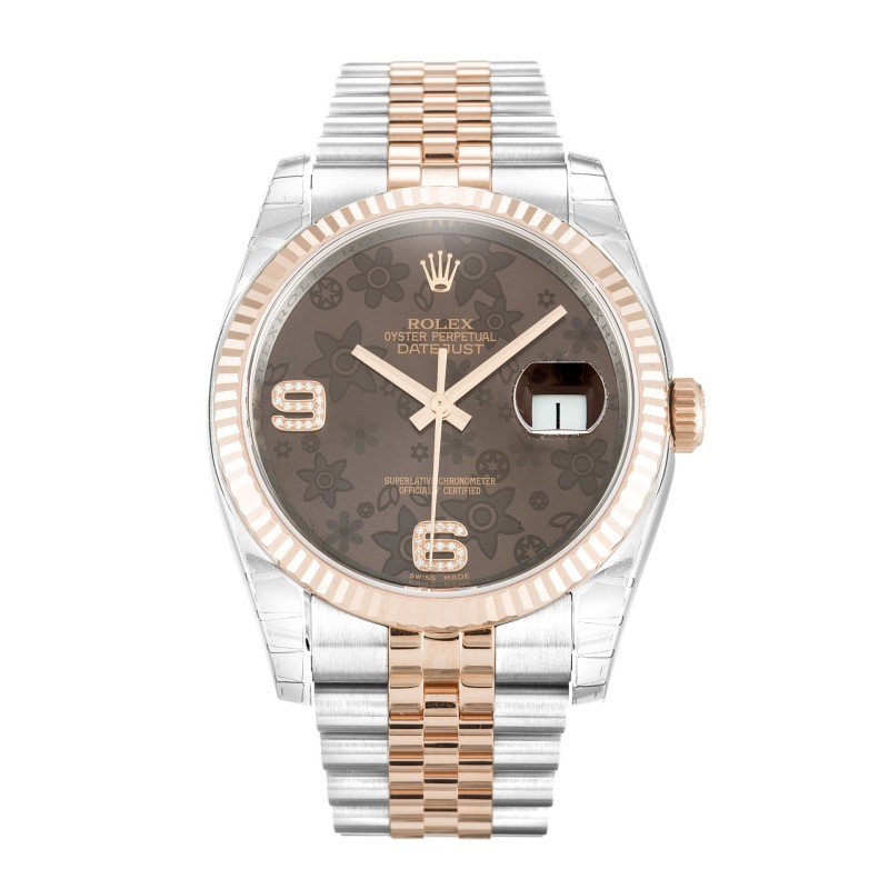 AAA Chocolate Floral Diamond Dial Replica Rolex Datejust 116231-36 MM
