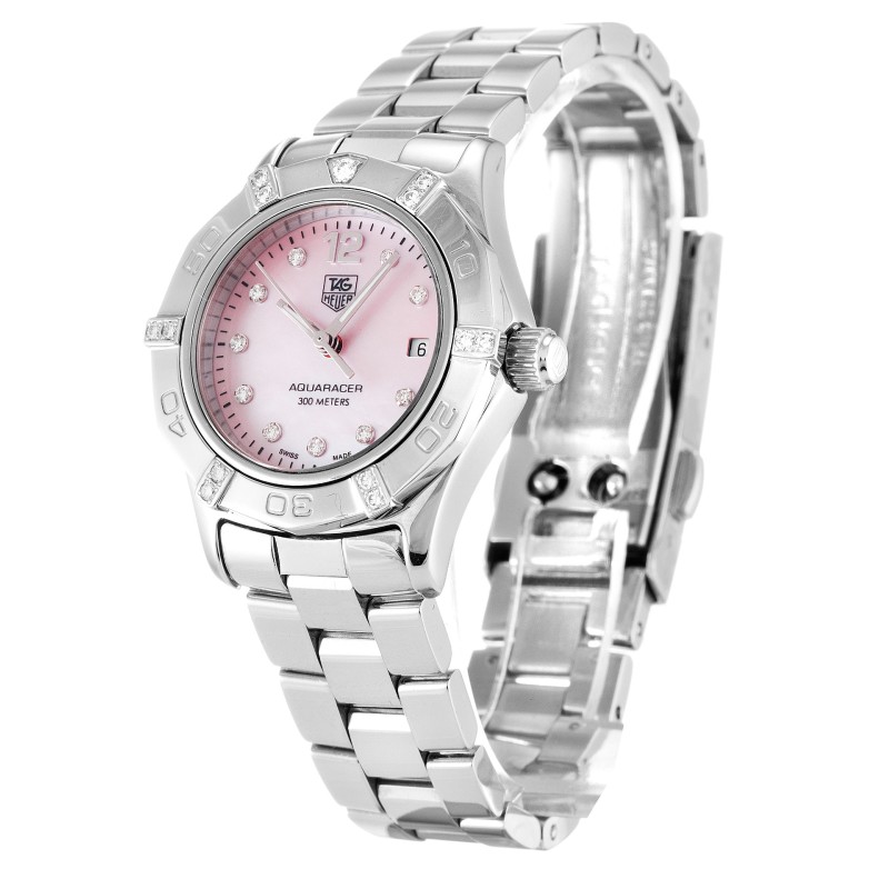 AAA Mother of Pearl Pink - Diamond Dial Replica Tag Heuer Aquaracer WAF141H.BA0824-27 MM