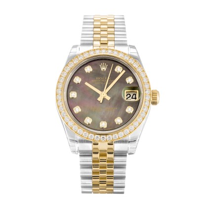 AAA Mother of Pearl Black - Diamond Dial Replica Rolex Datejust Lady 178383-31 MM