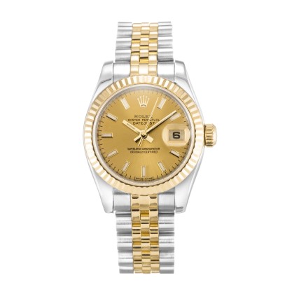 AAA Champagne Baton Dial Replica Rolex Datejust Lady 179173-26 MM