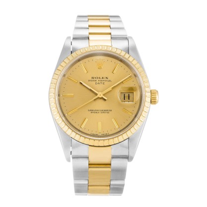 AAA Champagne Baton Dial 34 MM Replica Rolex Oyster Perpetual Date 15223-34 MM