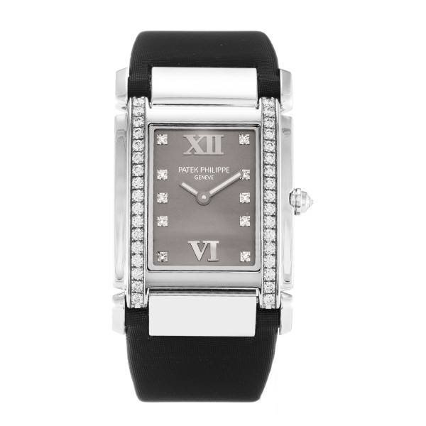 AAA Grey Diamond Dial Replica Patek Philippe Twenty-4 4920G-25 MM