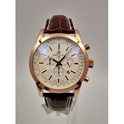 AAA Rose Gold & Silver Dial Replica Breitling Transocean Chronograph RB0152-43 MM