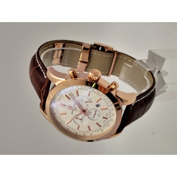 AAA Rose Gold & Silver Dial Replica Breitling Transocean Chronograph RB0152-43 MM