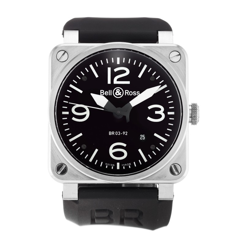 AAA Black Quarter Arabic Dial Bell and Ross Replica BR03-92 Steel-42 MM