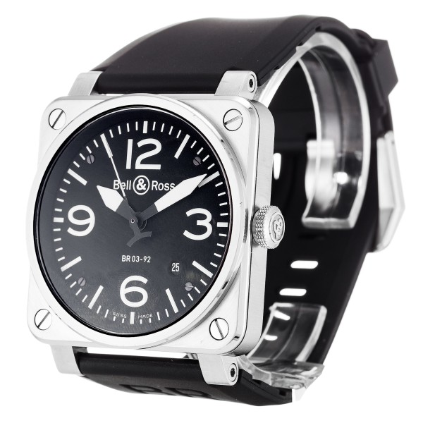 AAA Black Quarter Arabic Dial Bell and Ross Replica BR03-92 Steel-42 MM