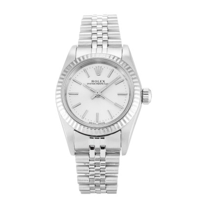 AAA Silver Baton Dial 26 MM Women Replica Rolex Lady Oyster Perpetual 76094-26 MM