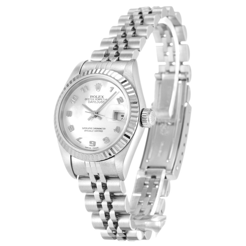 AAA Mother of Pearl - White Arabic Dial Replica Rolex Datejust Lady 79174-26 MM