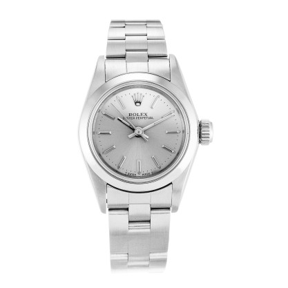 AAA Silver Baton Dial Replica Rolex Lady Oyster Perpetual 67180-26 MM
