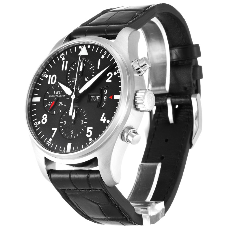 UK Best Black Arabic Dial Replica IWC Pilots Chrono IW377701-43 MM