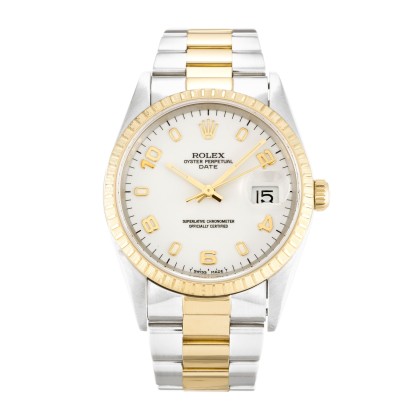 AAA White Arabic Dial 34 MM Replica Rolex Oyster Perpetual Date 15223-34 MM