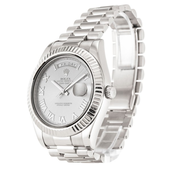 AAA Silver Roman Numeral Dial Replica Rolex Day-Date II 218239-41 MM