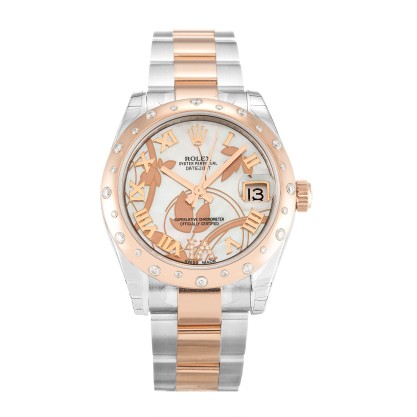 UK Best Mother of Pearl - White Floral Roman Numeral Diamond Dial Replica Rolex Datejust Lady 178341-31 MM