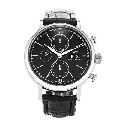 AAA Black Baton Dial Replica IWC Portofino Chronograph IW391019-42 MM