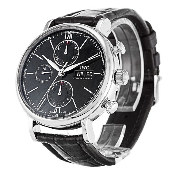 AAA Black Baton Dial Replica IWC Portofino Chronograph IW391019-42 MM