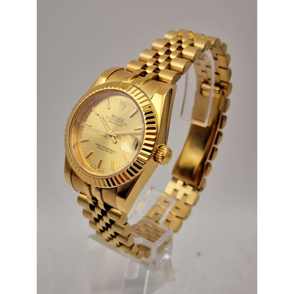 AAA Champagne Baton Dial Replica Rolex Mid-Size Datejust 6827-30 MM