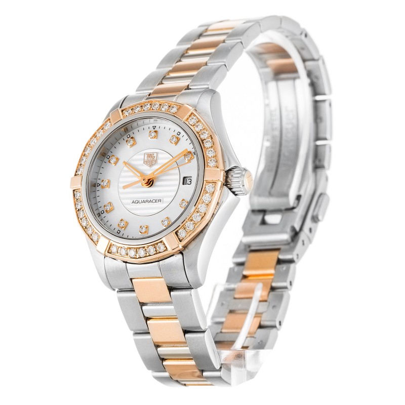 AAA Mother of Prearl - White Diamond Dial 27 MM Replica Tag Heuer Aquaracer WAP1452.BD0837-27 MM