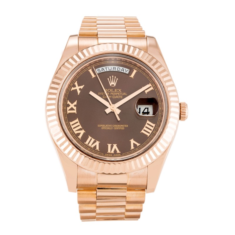 AAA Chocolate Roman Numeral Dial Replica Rolex Day-Date II 218235-41 MM