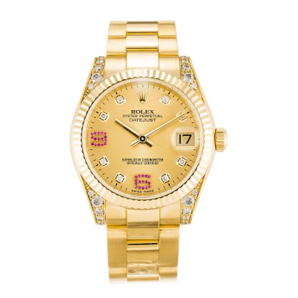 AAA Champagne Diamond & Ruby Dial Replica Rolex Mid-Size Datejust 178238-31 MM