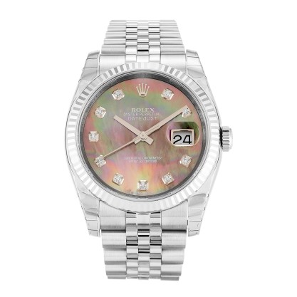 AAA Mother of Pearl Black - Diamond Dial Replica Rolex Datejust 116234-36 MM