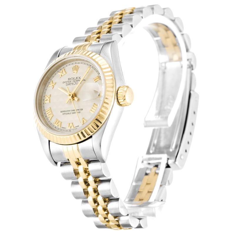 AAA Ivory Pyramid Roman Numeral Dial Replica Rolex Datejust Lady 69173-26 MM