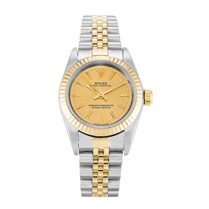 AAA Champagne Baton Dial Replica Rolex Lady Oyster Perpetual 76193-24 MM