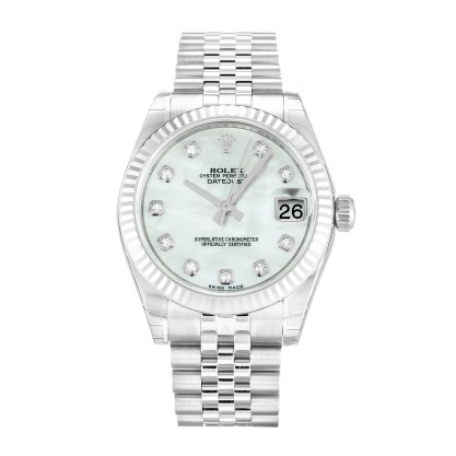 AAA Mother of Pearl - White Diamond Dial Replica Rolex Datejust Lady 178274-31 MM