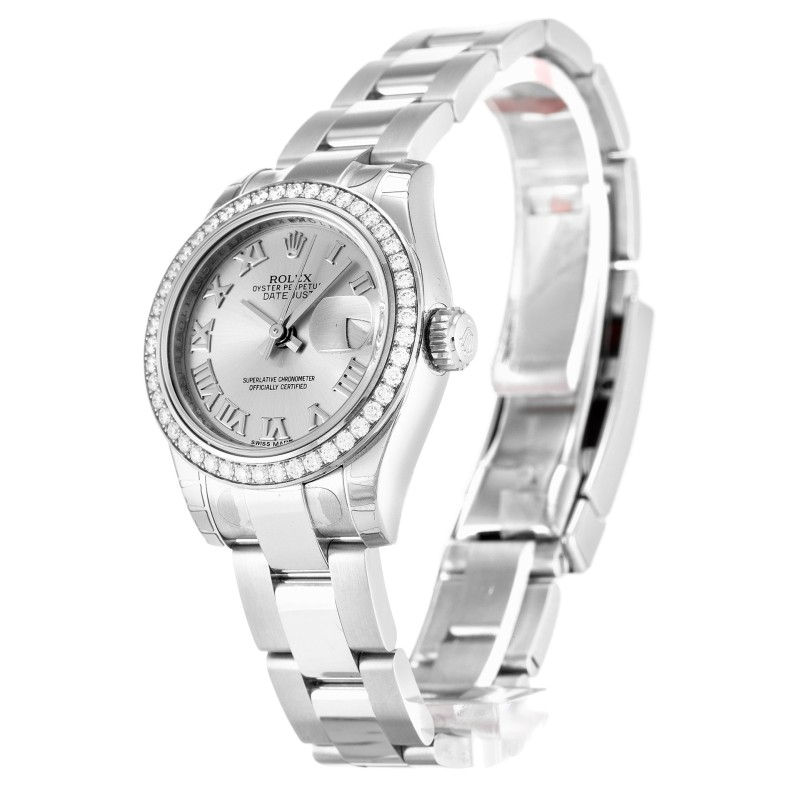 AAA Silver Roman Numeral Dial Replica Rolex Datejust Lady 179384-26 MM