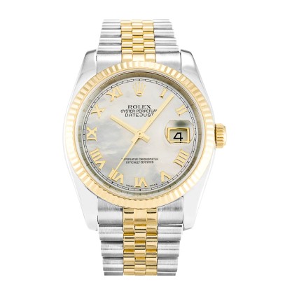 AAA Mother of Pearl - White Roman Numeral Dial Replica Rolex Datejust 116233-36 MM