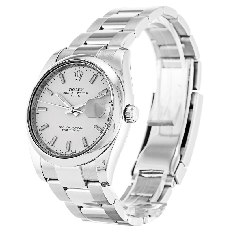 AAA White Baton Dial Replica Rolex Oyster Perpetual Date 115200-34 MM