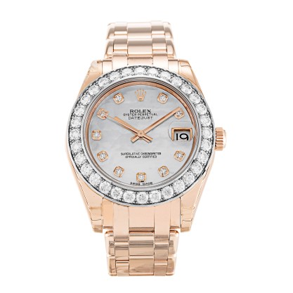 AAA Mother of Pearl - White Diamond Dial Replica Rolex Pearlmaster 81285-34 MM