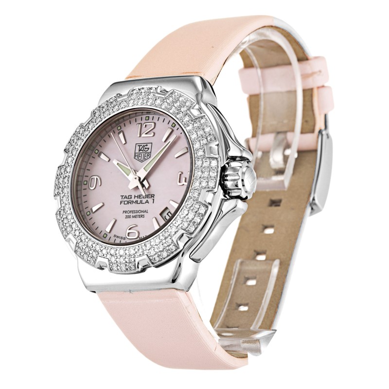 AAA Mother of Pearl - Pink Quarter Arabic Dial Replica Tag Heuer Formula 1 Sparkling WAC1216.FC6220-37 MM