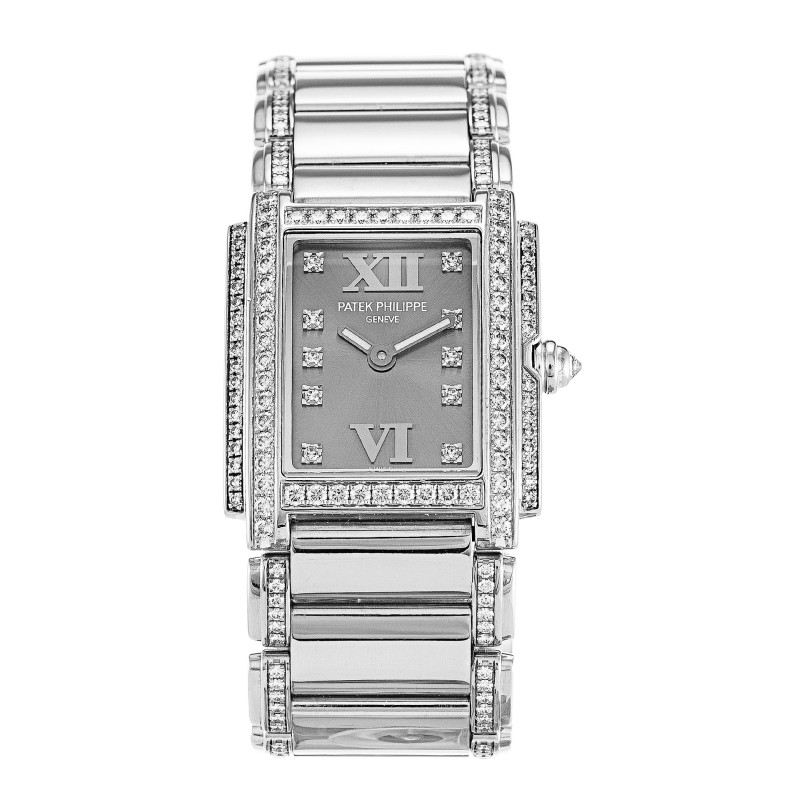 AAA Grey Diamond Dial Replica Patek Philippe Twenty-4 4908/310G-22.8 MM