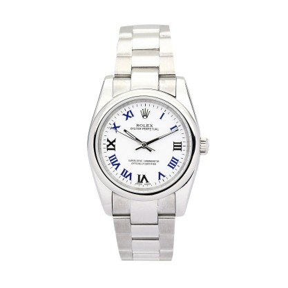 UK Best Blue Roman Numeral and white Dial Replica Rolex Lady Oyster Perpetual 177200-31 MM