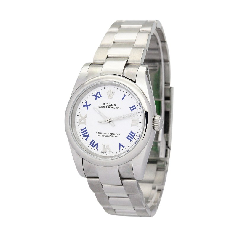 UK Best Blue Roman Numeral and white Dial Replica Rolex Lady Oyster Perpetual 177200-31 MM